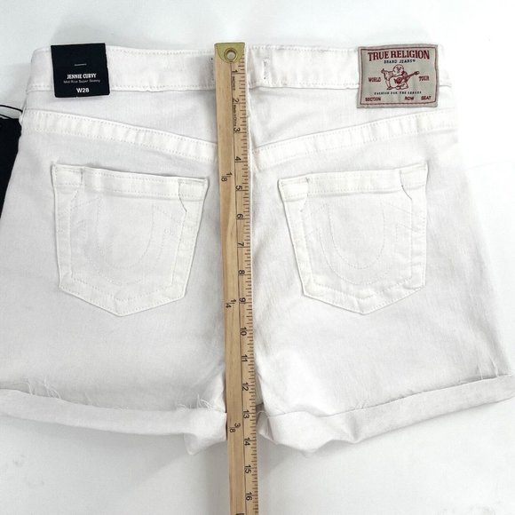TRUE RELIGION Women's Mid Rise Super Skinny Jennie Curvy‎ Short Size 28/6 White - Picture 5 of 7